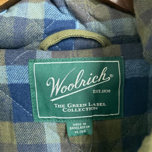 NEW Woolrich Men's XL Canvas Hooded Jacket Flannel Plaid Quilted Lining Full Zip - Picture 4 of 8